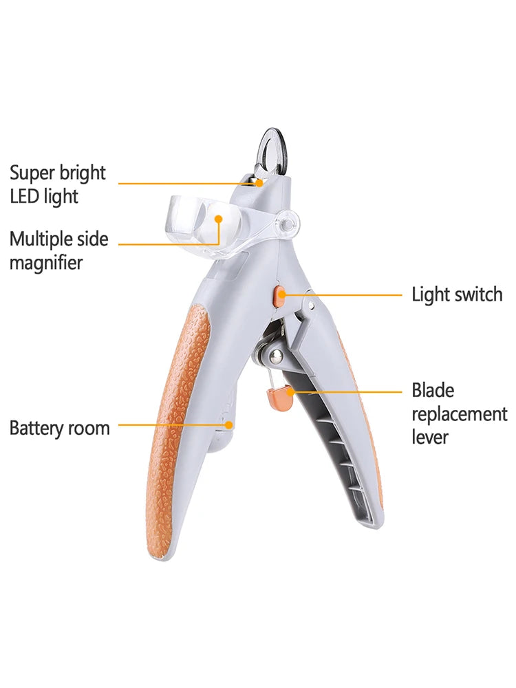 Professional Clipper for dogs Dog Nail Trimmer Pet Cat Claw Grinder With LED Light & 5X Magnifier Safety Pet Nail Clippers