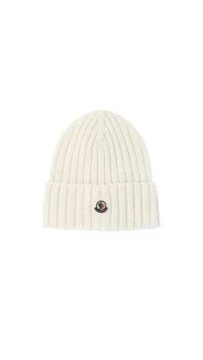 Ribbed Wool Beanie - White