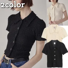 RONRON  |Casual Style Street Style Plain Short Sleeves Elegant Style