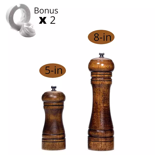 Solid Wood Pepper Mill with Strong Adjustable Ceramic Grinder - KITCHEN TOOL