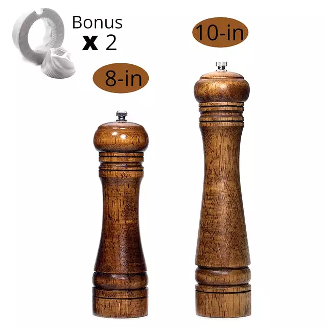 Solid Wood Pepper Mill with Strong Adjustable Ceramic Grinder - KITCHEN TOOL