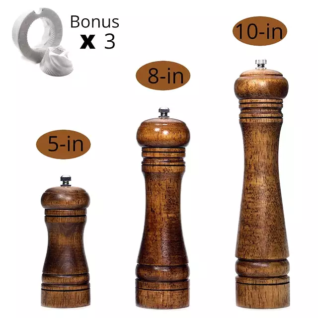 Solid Wood Pepper Mill with Strong Adjustable Ceramic Grinder - KITCHEN TOOL