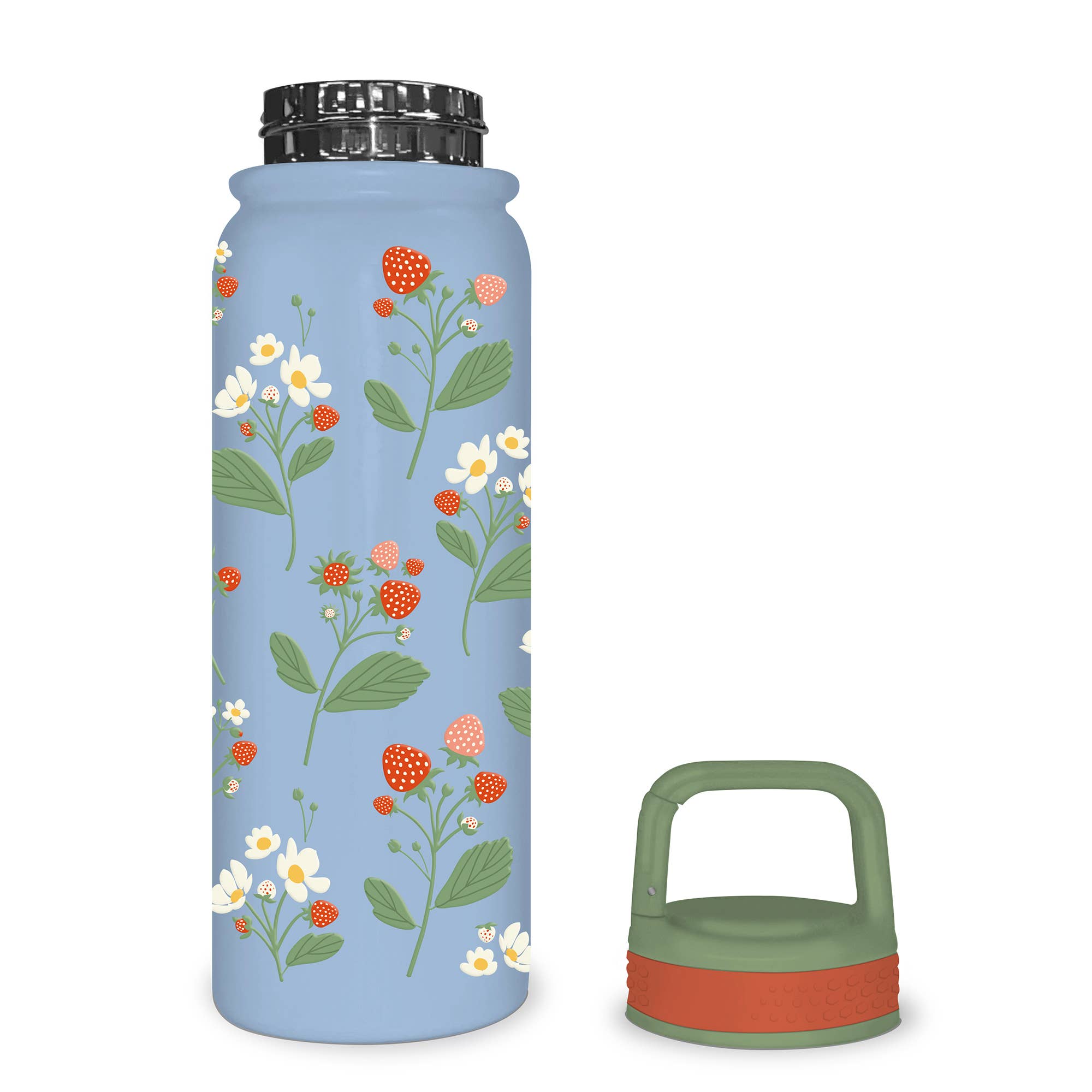 Strawberry Blooms Snap-Hook Water Bottle