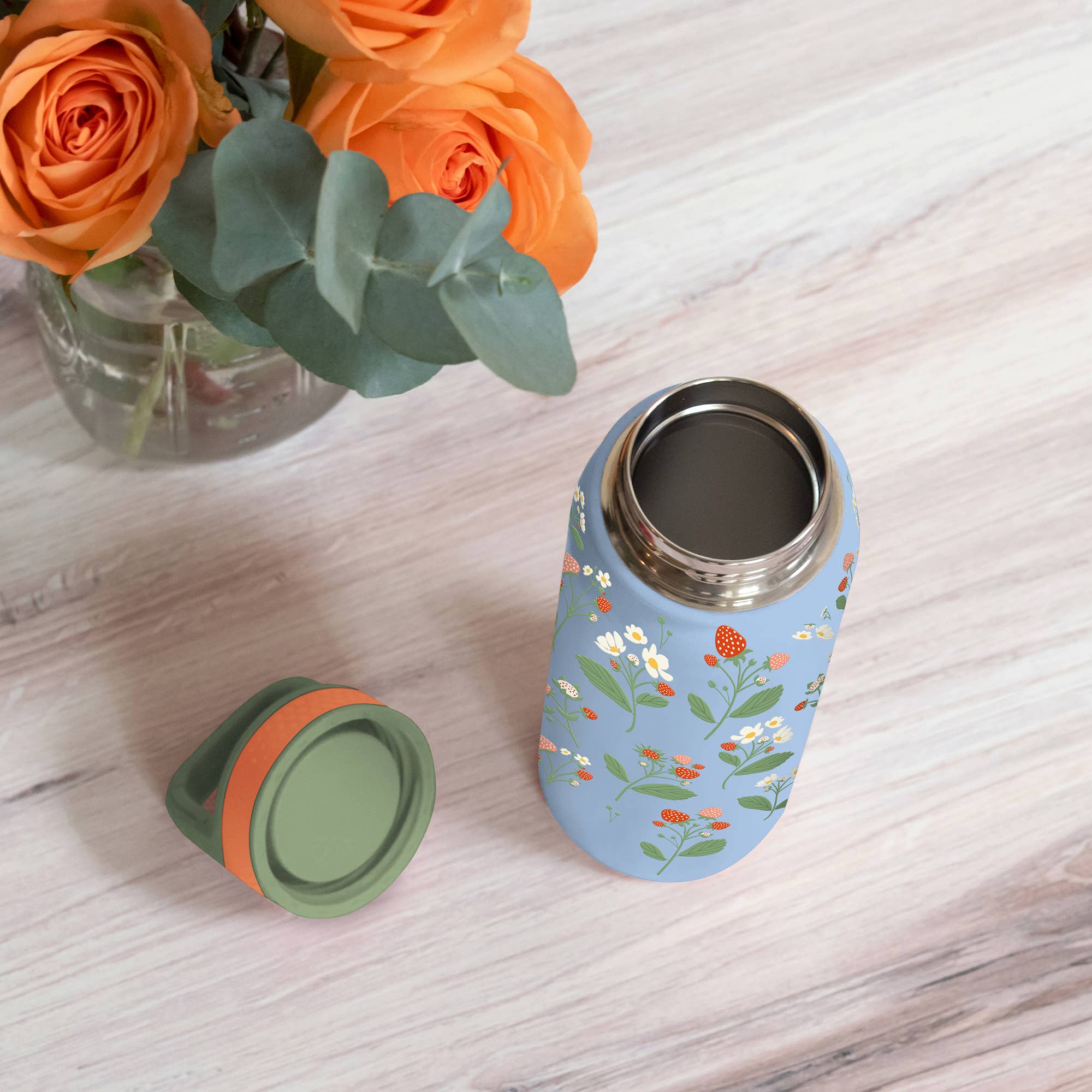 Strawberry Blooms Snap-Hook Water Bottle