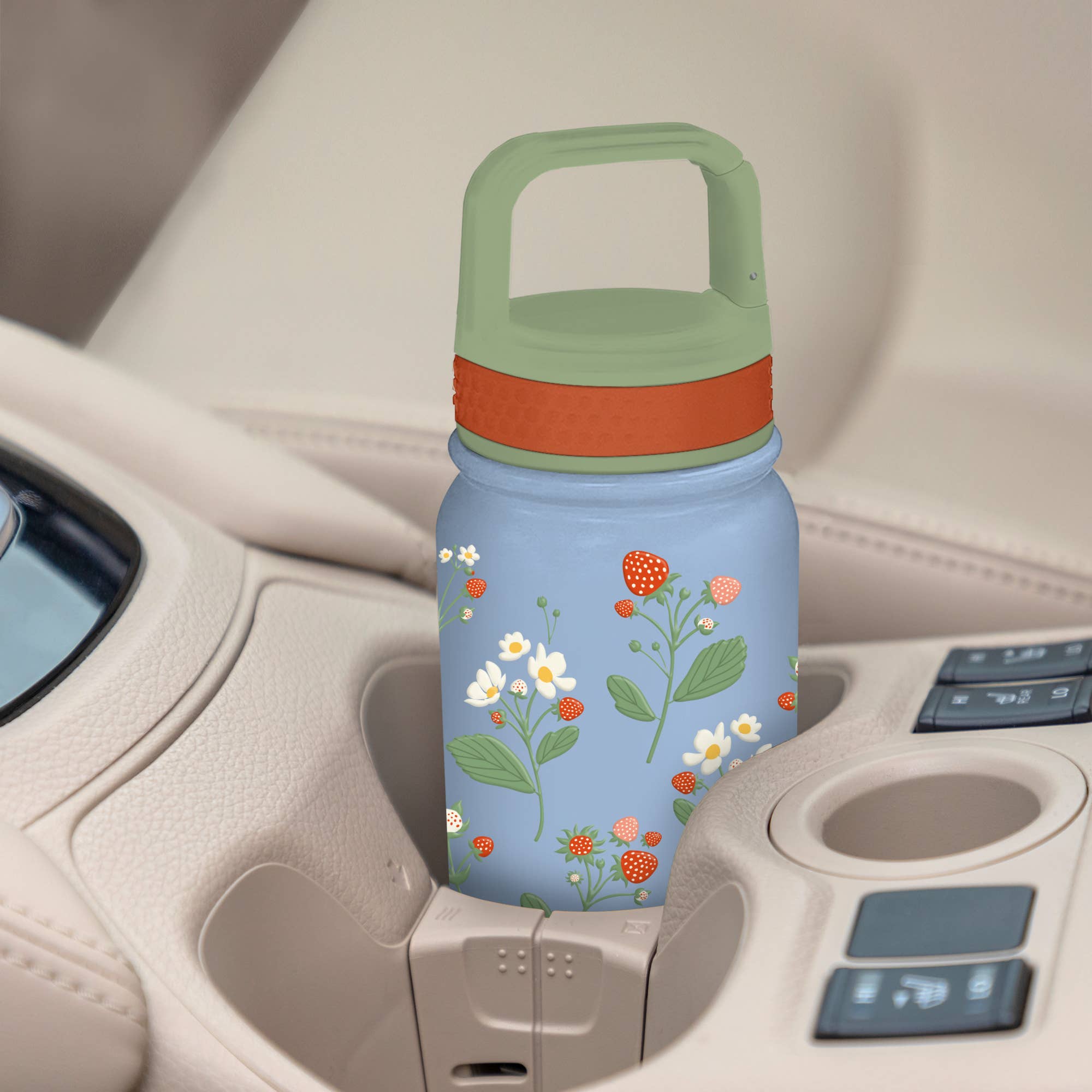 Strawberry Blooms Snap-Hook Water Bottle