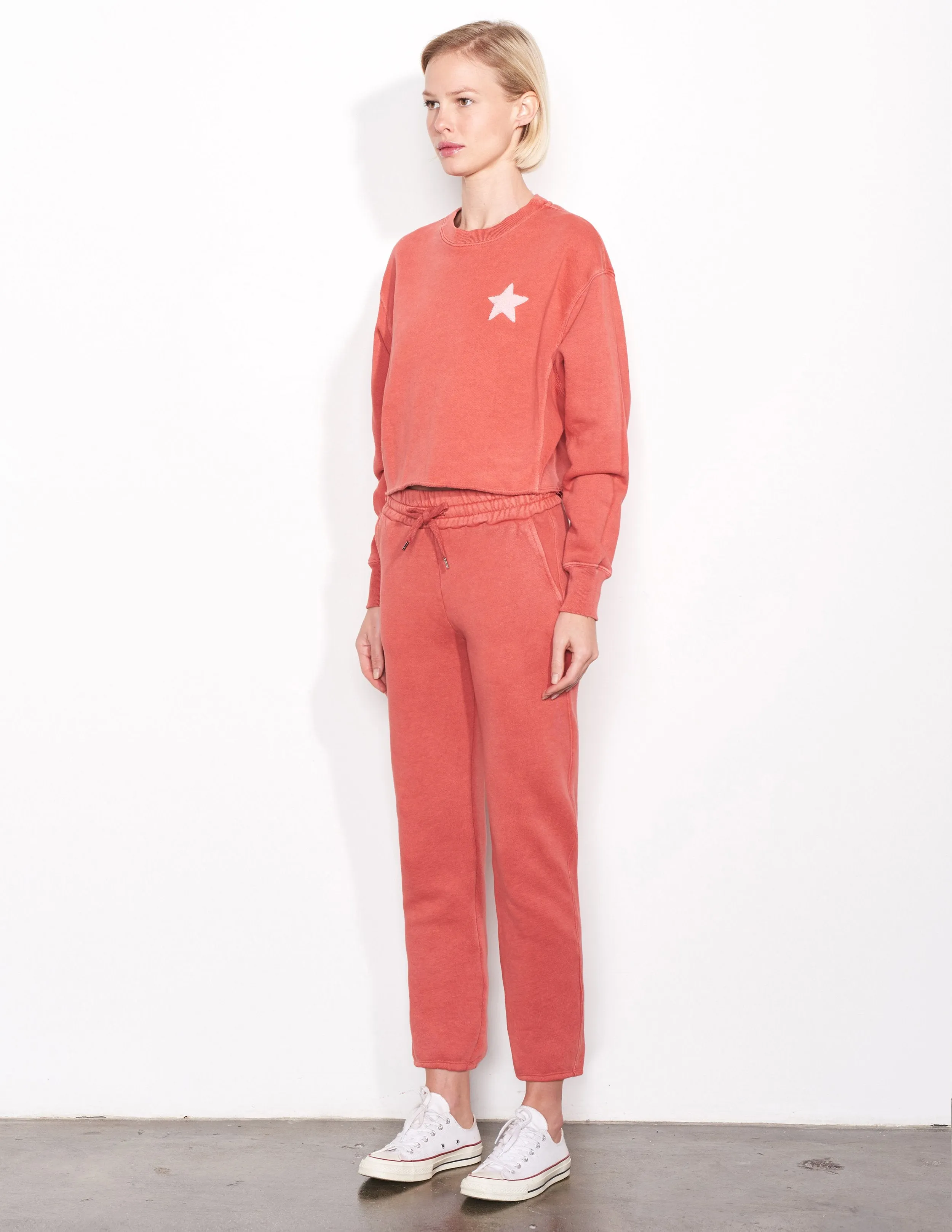 Sundry Star Crop Sweatshirt Pigment Sierra