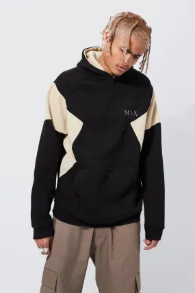 Tall Roman Man Colour Block Panelled Hoodie