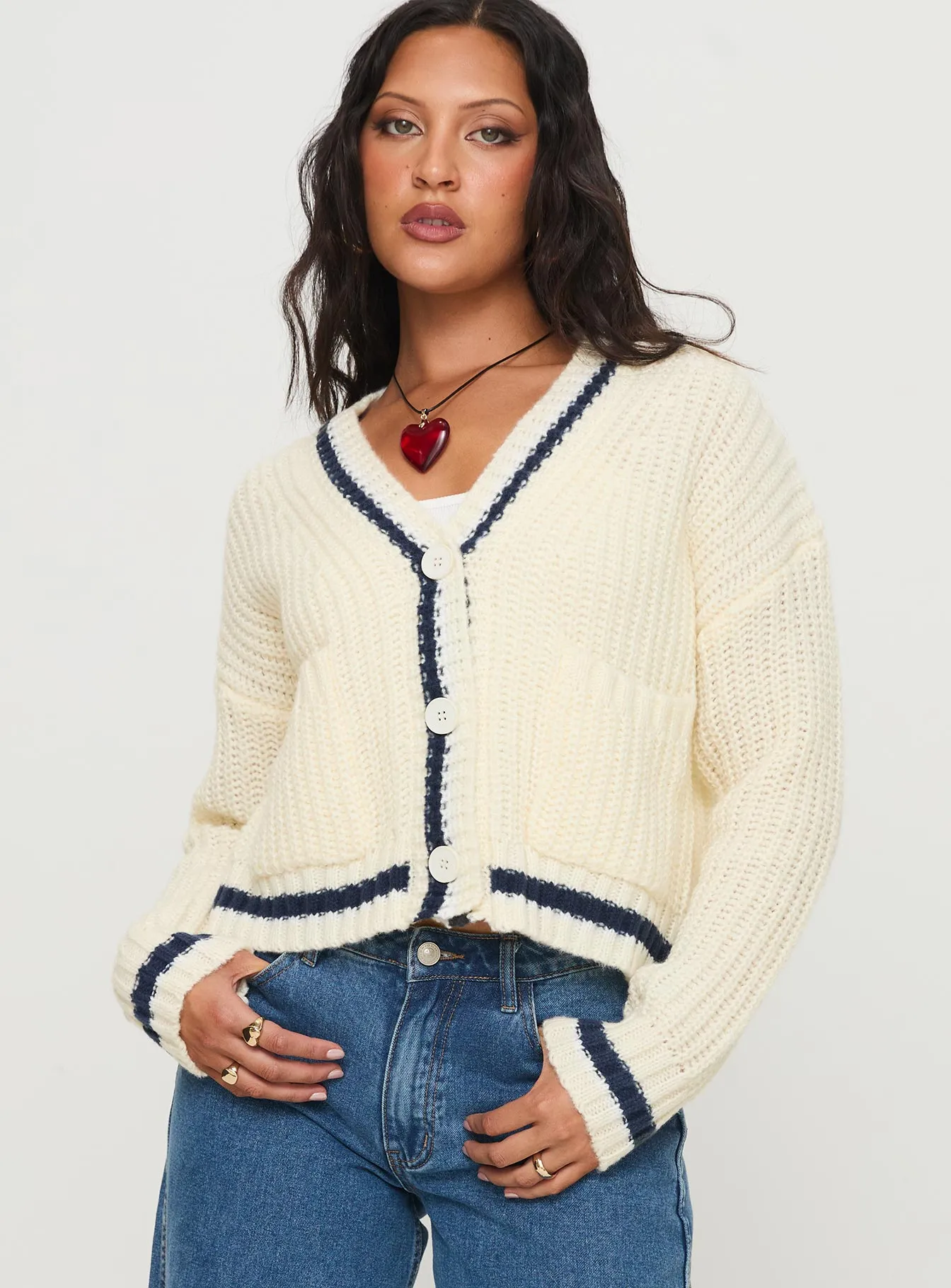 Tavian Knit Cardigan Navy / Cream