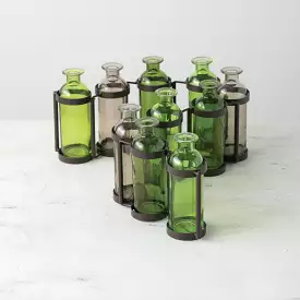 Ten Glass Bottle Vase Set