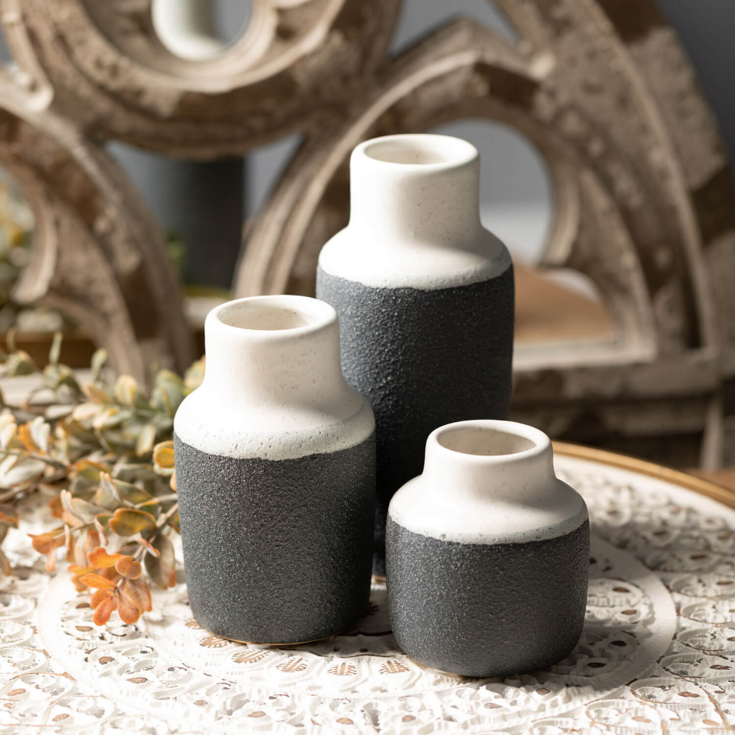 Two-Toned Vase Set Of 3