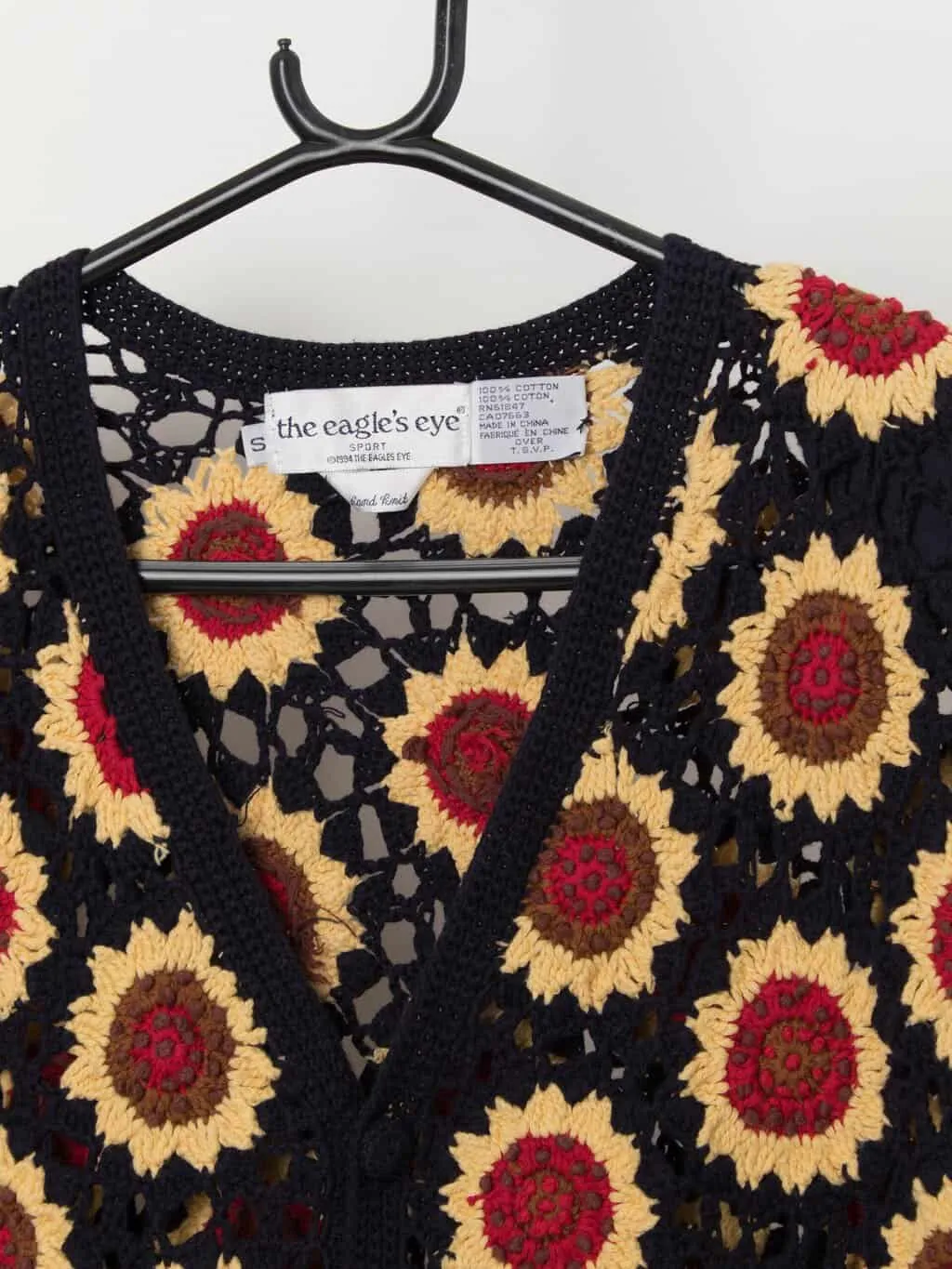 Vintage handknitted The Eagle’s Eye sunflower cardigan – Medium