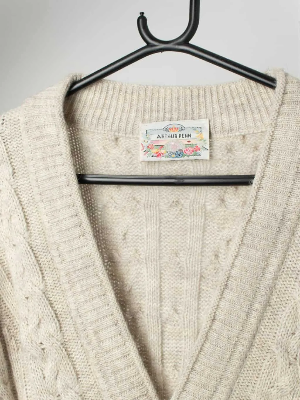 Vintage wool and alpaca cable knit cardigan – Large