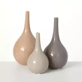 Warm Glossy Vase Set Of 3