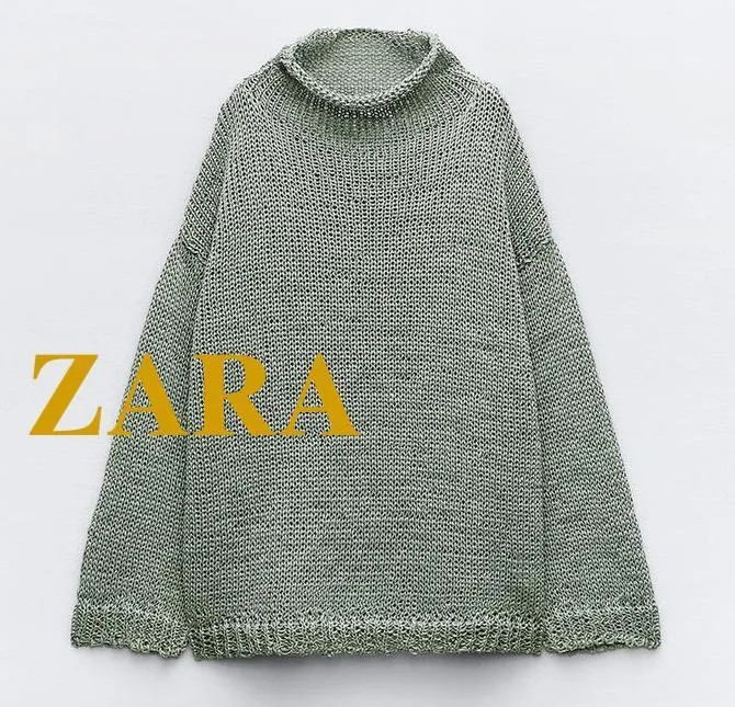 ZARA  |Casual Style Long Sleeves Plain V-neck & Crew neck