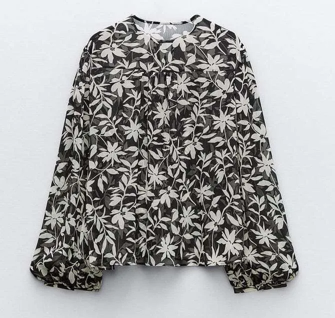 ZARA  |Flower Patterns Casual Style Shirts & Blouses